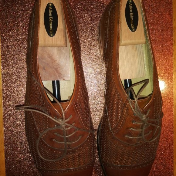 Vintage Mezlan: Men's Woven Leather Cap-Toe Oxfords, resoled. Size: 13M - Picture 9 of 11